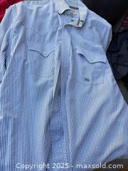 MaxSold Auction: Lot of 5 Men's Button-Up Western Shirts — Miller Ranch, Wrangler, Lucchese - Los Angeles (California, USA) PARTNER MANAGED Downsizing Online Auction - West 88th Place