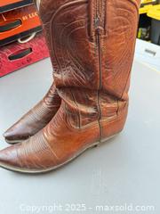 MaxSold Auction: Lucchese (likely) Brown Full-Grain Leather Western Pull-On Boots, Size 10 D - Los Angeles (California, USA) PARTNER MANAGED Downsizing Online Auction - West 88th Place