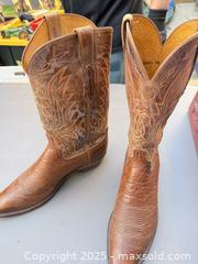 MaxSold Auction: Lucchese (likely) Men's Brown Leather Snip Toe Western Boots, Size 10D - Los Angeles (California, USA) PARTNER MANAGED Downsizing Online Auction - West 88th Place