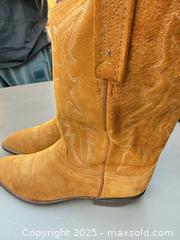 MaxSold Auction: Tan Suede Cowboy Boots, Size 10, Pointed Toe - Los Angeles (California, USA) PARTNER MANAGED Downsizing Online Auction - West 88th Place
