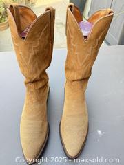 MaxSold Auction: Tan Suede Western Cowboy Boots, Mid-Calf, Size ~9–10 - Los Angeles (California, USA) PARTNER MANAGED Downsizing Online Auction - West 88th Place