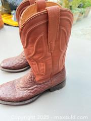 MaxSold Auction: Tecovas Two-Tone Brown/Tan Ostrich & Smooth Leather Boots - Los Angeles (California, USA) PARTNER MANAGED Downsizing Online Auction - West 88th Place