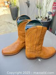 MaxSold Auction: Tecovas Western/Cowboy Ostrich Leather Boots 10D Tan/Cognac - Los Angeles (California, USA) PARTNER MANAGED Downsizing Online Auction - West 88th Place