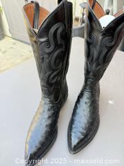 MaxSold Auction: Tony Lama Ostrich Leather Boots, Black, Size 10.5 D - Los Angeles (California, USA) PARTNER MANAGED Downsizing Online Auction - W 88th Place