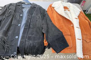 MaxSold Auction: Two Vintage Suede Leather Jackets — Black Fringed & Tan Shearling - Los Angeles (California, USA) PARTNER MANAGED Downsizing Online Auction - West 88th Place