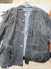 MaxSold Auction: Two Vintage Suede Leather Jackets — Black Fringed & Tan Shearling - Los Angeles (California, USA) PARTNER MANAGED Downsizing Online Auction - West 88th Place