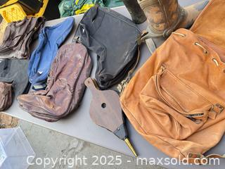 MaxSold Auction: Vintage lot: leather backpacks, rucksack, cowboy boot & accessories - Los Angeles (California, USA) PARTNER MANAGED Downsizing Online Auction - West 88th Place
