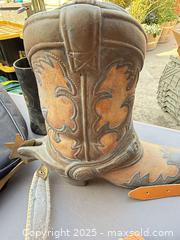 MaxSold Auction: Vintage lot: leather backpacks, rucksack, cowboy boot & accessories - Los Angeles (California, USA) PARTNER MANAGED Downsizing Online Auction - West 88th Place