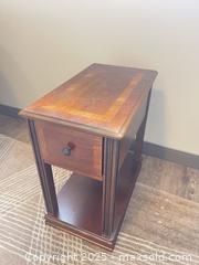 MaxSold Auction: Vintage style inlaid wood side table - Surrey (British Columbia, Canada) SELLER MANAGED Estate Sale Online Auction - King George Boulevard (CONDO)