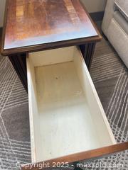 MaxSold Auction: Vintage style inlaid wood side table - Surrey (British Columbia, Canada) SELLER MANAGED Estate Sale Online Auction - King George Boulevard (CONDO)