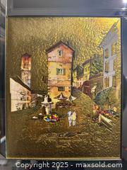 MaxSold Auction: Framed gold-plated painting by Lucio Tessari - Market Scene - Toronto (Ontario, Canada) SHORT NOTICE SELLER MANAGED Reseller Online Auction - Kempsell Crescent