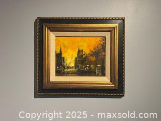 MaxSold Auction: Mid-Century Original Acrylic on Board Street Scene Painting signed by the artist Stuart - Toronto (Ontario, Canada) SHORT NOTICE SELLER MANAGED Reseller Online Auction - Kempsell Crescent