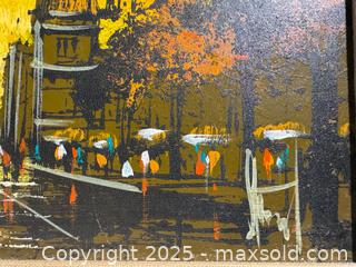 MaxSold Auction: Mid-Century Original Acrylic on Board Street Scene Painting signed by the artist Stuart - Toronto (Ontario, Canada) SHORT NOTICE SELLER MANAGED Reseller Online Auction - Kempsell Crescent