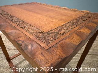 MaxSold Auction: Vintage camphor hand carved end/side table  - Toronto (Ontario, Canada) SHORT NOTICE SELLER MANAGED Reseller Online Auction - Kempsell Crescent