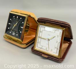 MaxSold Auction: (2) Vintage German Folding Travel Alarm Clocks (Phinney Walker & Kohler 7 Jewels)  in Working Condition  - Toronto (Ontario, Canada) PARTNER MANAGED Reseller Online Auction -  Queen Street West