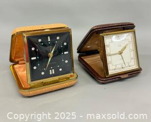 MaxSold Auction: (2) Vintage German Folding Travel Alarm Clocks (Phinney Walker & Kohler 7 Jewels)  in Working Condition  - Toronto (Ontario, Canada) PARTNER MANAGED Reseller Online Auction -  Queen Street West