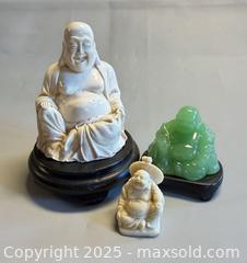 MaxSold Auction: (3) Vintage Laughing Buddha Resin & Jadeite Figurines  - Toronto (Ontario, Canada) PARTNER MANAGED Reseller Online Auction -  Queen Street West
