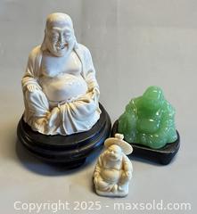 MaxSold Auction: (3) Vintage Laughing Buddha Resin & Jadeite Figurines  - Toronto (Ontario, Canada) PARTNER MANAGED Reseller Online Auction -  Queen Street West