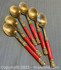 MaxSold Auction: (6) Vintage Brass Thai Red Handle Tea Spoons  - Toronto (Ontario, Canada) PARTNER MANAGED Reseller Online Auction -  Queen Street West