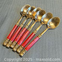 MaxSold Auction: (6) Vintage Brass Thai Red Handle Tea Spoons  - Toronto (Ontario, Canada) PARTNER MANAGED Reseller Online Auction -  Queen Street West