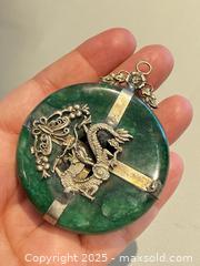 MaxSold Auction: Vintage Asian  Silver Tone Double Side Dragon Jade Pendant - Toronto (Ontario, Canada) PARTNER MANAGED Reseller Online Auction -  Queen Street West