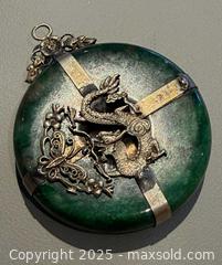 MaxSold Auction: Vintage Asian  Silver Tone Double Side Dragon Jade Pendant - Toronto (Ontario, Canada) PARTNER MANAGED Reseller Online Auction -  Queen Street West