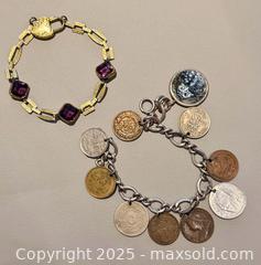 MaxSold Auction: Vintage Coin Charms Bracelet & Gold Tone Bracelet with Heart Clasp  - Toronto (Ontario, Canada) PARTNER MANAGED Reseller Online Auction -  Queen Street West