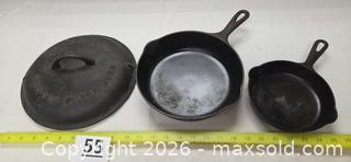 MaxSold Auction: One Cast Iron Griswald Skillet, One Cast Iron Wagnerware Skillet and One Griswald Dutch Oven Lid - Phoenixville (Pennsylvania, USA) SELLER MANAGED Charity/Fundraising Online Auction - Church Street