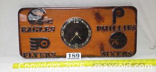 MaxSold Auction: Philadelphia Sports Teams Clock for your Man Cave - Phoenixville (Pennsylvania, USA) SELLER MANAGED Charity/Fundraising Online Auction - Church Street