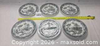 MaxSold Auction: Six Identical Vintage Willow Pattern Ceramic Grill Plates - Phoenixville (Pennsylvania, USA) SELLER MANAGED Charity/Fundraising Online Auction - Church Street