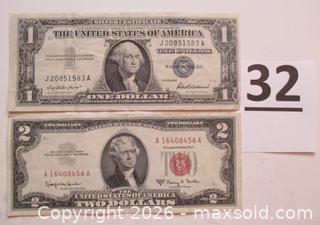 MaxSold Auction: United States Silver Certificate One Dollar Paper Money Series 1957, and United States Two Dollar Paper Money Series 1963A  - Phoenixville (Pennsylvania, USA) SELLER MANAGED Charity/Fundraising Online Auction - Church Street