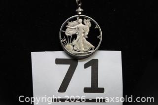 MaxSold Auction: U.S. Walking Liberty Cutout Coin Pendant - Phoenixville (Pennsylvania, USA) SELLER MANAGED Charity/Fundraising Online Auction - Church Street