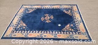 MaxSold Auction: Vintage Art Deco Rug with an Indigo Blue Field and Floral Motifs - Phoenixville (Pennsylvania, USA) SELLER MANAGED Charity/Fundraising Online Auction - Church Street