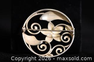 MaxSold Auction: Vintage Brooch with Flowers from Denmark - Phoenixville (Pennsylvania, USA) SELLER MANAGED Charity/Fundraising Online Auction - Church Street