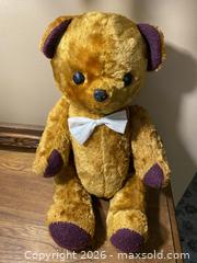 MaxSold Auction: 18in Golden Brown Teddy Bear Plush with Bow Tie - Toronto (Ontario, Canada) SELLER MANAGED Downsizing Online Auction - O'Connor Drive (CONDO)