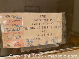 MaxSold Auction: Framed Black & White Concert Photo with CANO Ticket Stub Thursday, November 22, 1979 - Toronto (Ontario, Canada) SELLER MANAGED Downsizing Online Auction - O'Connor Drive (CONDO)
