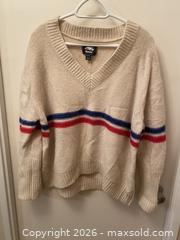 MaxSold Auction: Retro Roots XL V-neck Striped Wool Pullover Sweater - Toronto (Ontario, Canada) SELLER MANAGED Downsizing Online Auction - O'Connor Drive (CONDO)