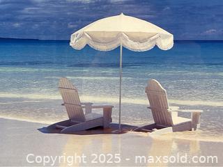 MaxSold Auction: Art Print of Beach Scene Chairs and Umbrella  - Campbell (California, USA) SHORT NOTICE PARTNER MANAGED Estate Sale Online Auction - Dell Ave.