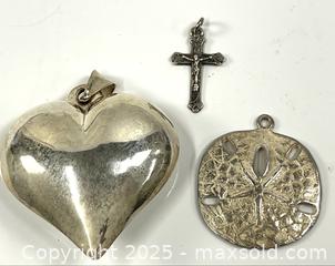 MaxSold Auction: Three Sterling Silver Pendants - Campbell (California, USA) SHORT NOTICE PARTNER MANAGED Estate Sale Online Auction - Dell Ave.