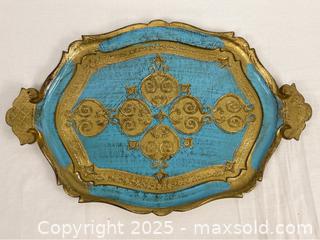 MaxSold Auction: Vintage MCM Italian Florentine Gilt and Blue Trays - Campbell (California, USA) SHORT NOTICE PARTNER MANAGED Estate Sale Online Auction - Dell Ave.