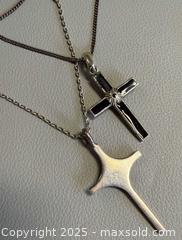 MaxSold Auction: (2) 925 Silver Cross Necklaces - Marked  - Toronto (Ontario, Canada) PARTNER MANAGED Reseller Online Auction - Queen Street Wt.