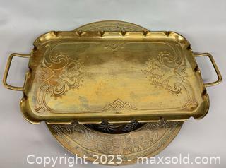 MaxSold Auction: (2) Vintage Asian Brass Trays  - Toronto (Ontario, Canada) PARTNER MANAGED Reseller Online Auction - Queen Street Wt.