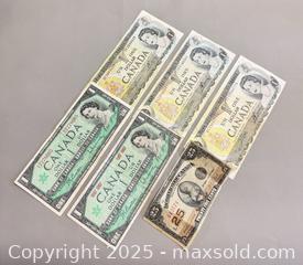 MaxSold Auction: (3) 1973 Collectible Canadian $1 Bills, (2) 1967 Collectible Canadian $1 Bills & More - Toronto (Ontario, Canada) PARTNER MANAGED Reseller Online Auction - Queen Street Wt.