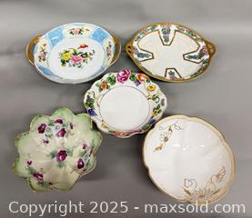 MaxSold Auction: (5 Pcs) Antique Japanese Hand Painted Porcelain Bowls  (Nippon & Noritake)  - Toronto (Ontario, Canada) PARTNER MANAGED Reseller Online Auction - Queen Street Wt.