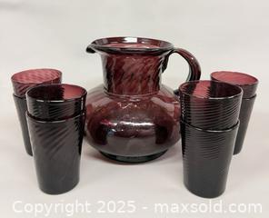 MaxSold Auction: (6) Amethyst Purple Empoli Art Glass Swirl Drinking Glasses with Matching Pitcher  - Toronto (Ontario, Canada) PARTNER MANAGED Reseller Online Auction - Queen Street Wt.