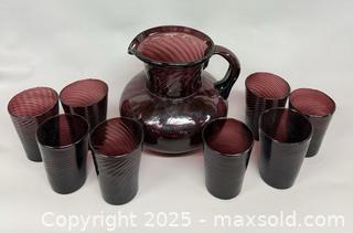 MaxSold Auction: (6) Amethyst Purple Empoli Art Glass Swirl Drinking Glasses with Matching Pitcher  - Toronto (Ontario, Canada) PARTNER MANAGED Reseller Online Auction - Queen Street Wt.