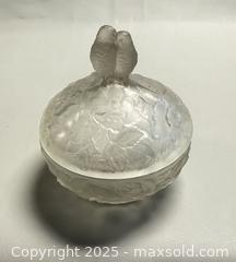 MaxSold Auction: Art Deco Lovebirds Frosted Glass Powder Jar - Toronto (Ontario, Canada) PARTNER MANAGED Reseller Online Auction - Queen Street Wt.