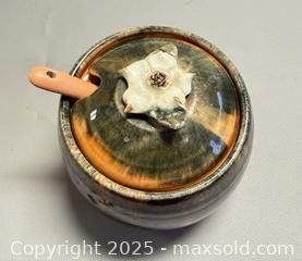MaxSold Auction: MCM Signed Canadian Pottery Lidded Sugar Bowl with Spoon By Ineke British Columbia - Toronto (Ontario, Canada) PARTNER MANAGED Reseller Online Auction - Queen Street Wt.