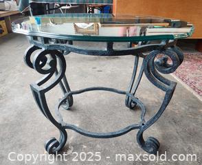 MaxSold Auction: Rod Iron / Glass Top End Table  - Toronto (Ontario, Canada) PARTNER MANAGED Reseller Online Auction - Queen Street Wt.