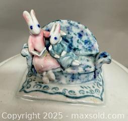 MaxSold Auction: Signed 1993 Michael Crumb Parent Bunny Rabbit Lidded Pottery Ceramic - Toronto (Ontario, Canada) PARTNER MANAGED Reseller Online Auction - Queen Street Wt.